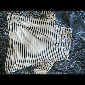 striped cold shoulder top